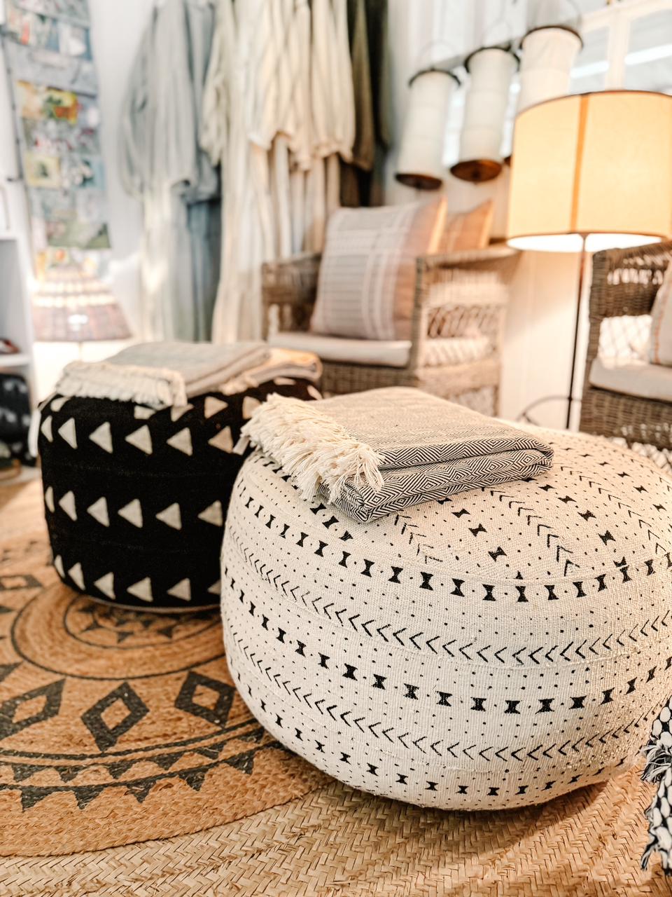 Nomad Mud Cloth Pouf